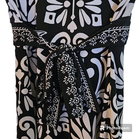 New APT 9 Wrap Tie Back Floral V Neck Dress Knee Length Cap Sleeve Women Small - Picture 5 of 7